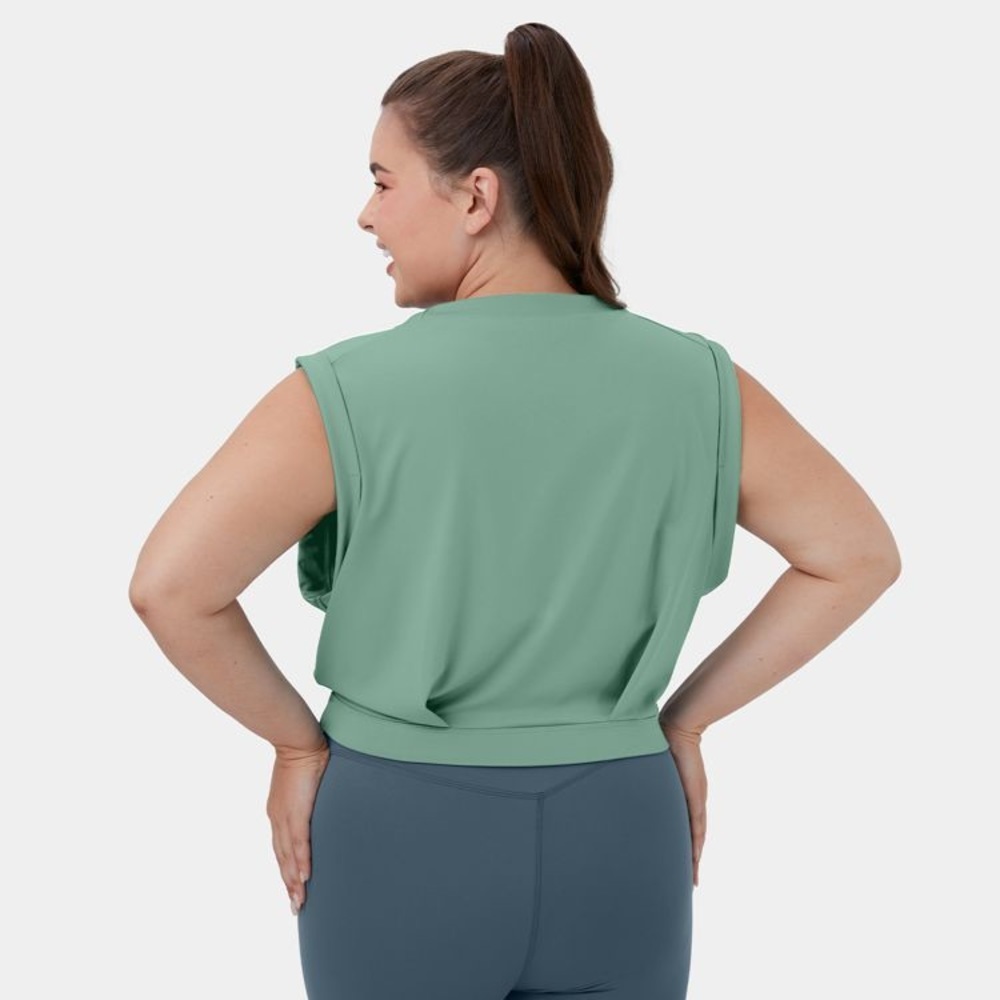 Halara Crew Neck Sleeveless Cropped Plus Size Yoga Tank Top